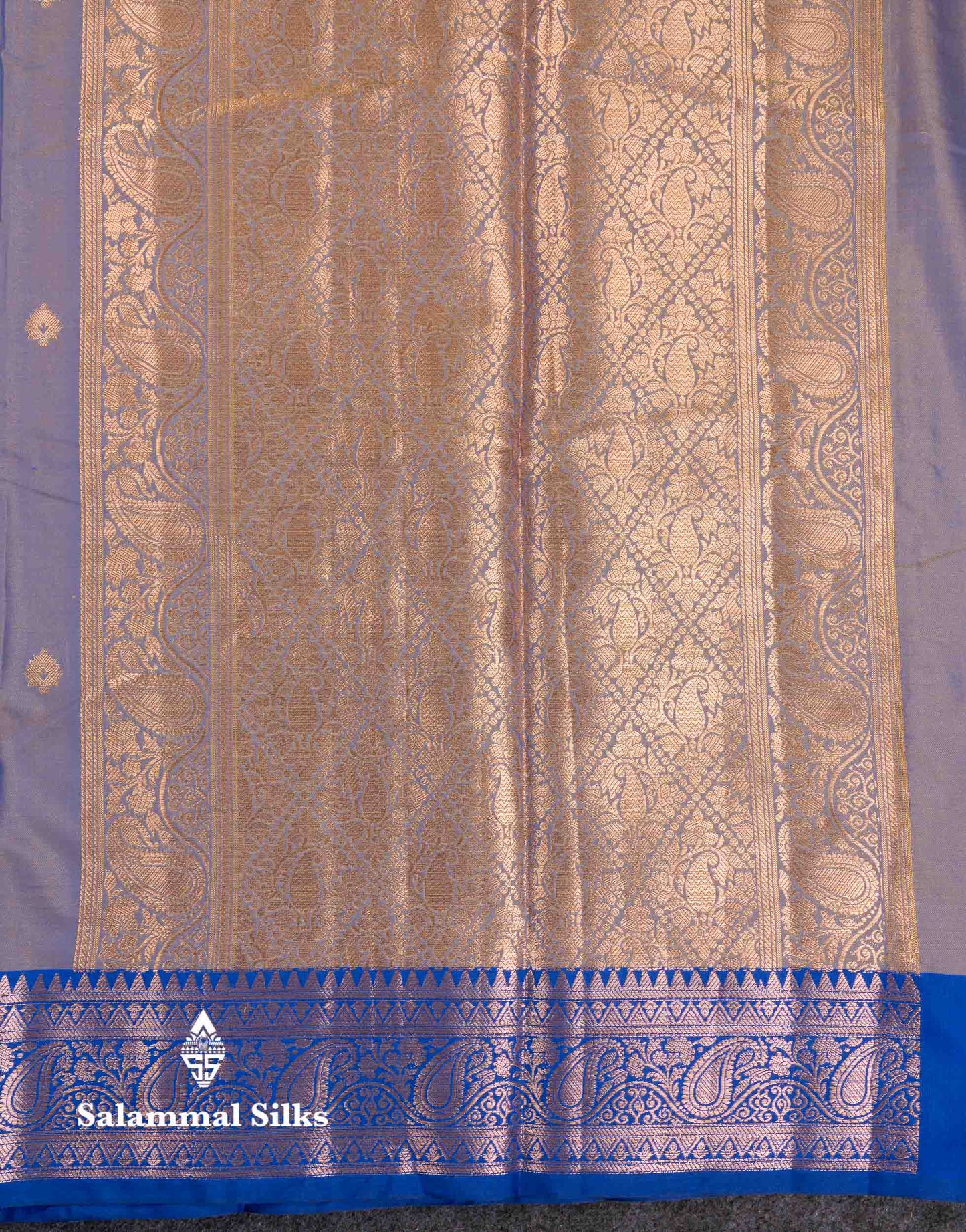 Beautiful Olive Green Semi Silk Saree With Contrast Peacock Blue Traditional Border