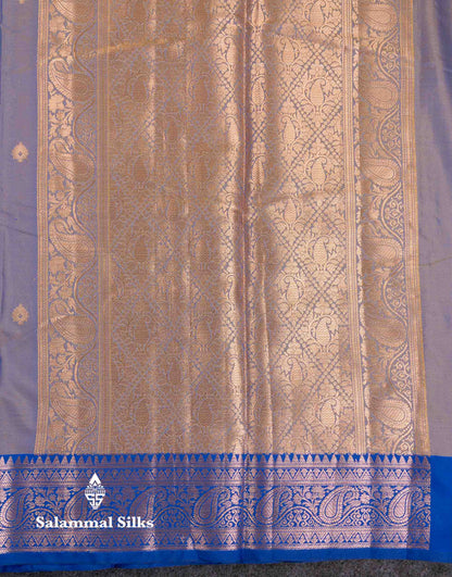Beautiful Olive Green Semi Silk Saree With Contrast Peacock Blue Traditional Border