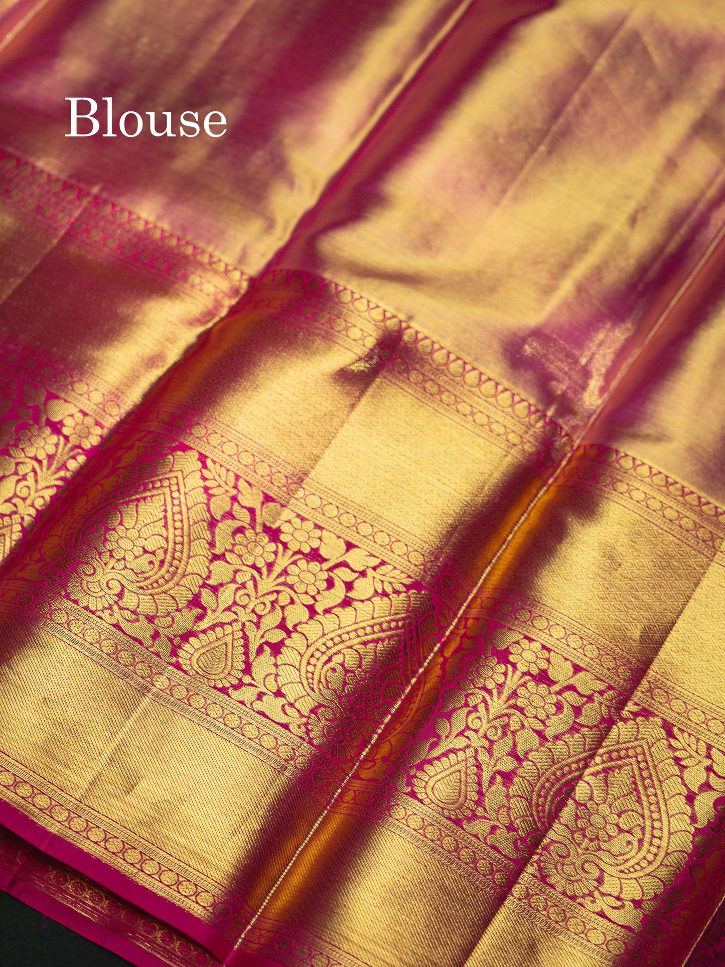 Beautiful Manthulir Yellow Tissue Bridal Pure Kanjivaram Silk Saree With Contrast Pink Traditional Evening Morning Border