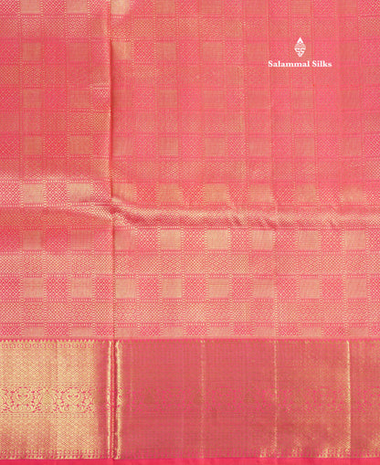 Pinkish Red Bridal Pure Kanjivaram Silk Saree With Self Border