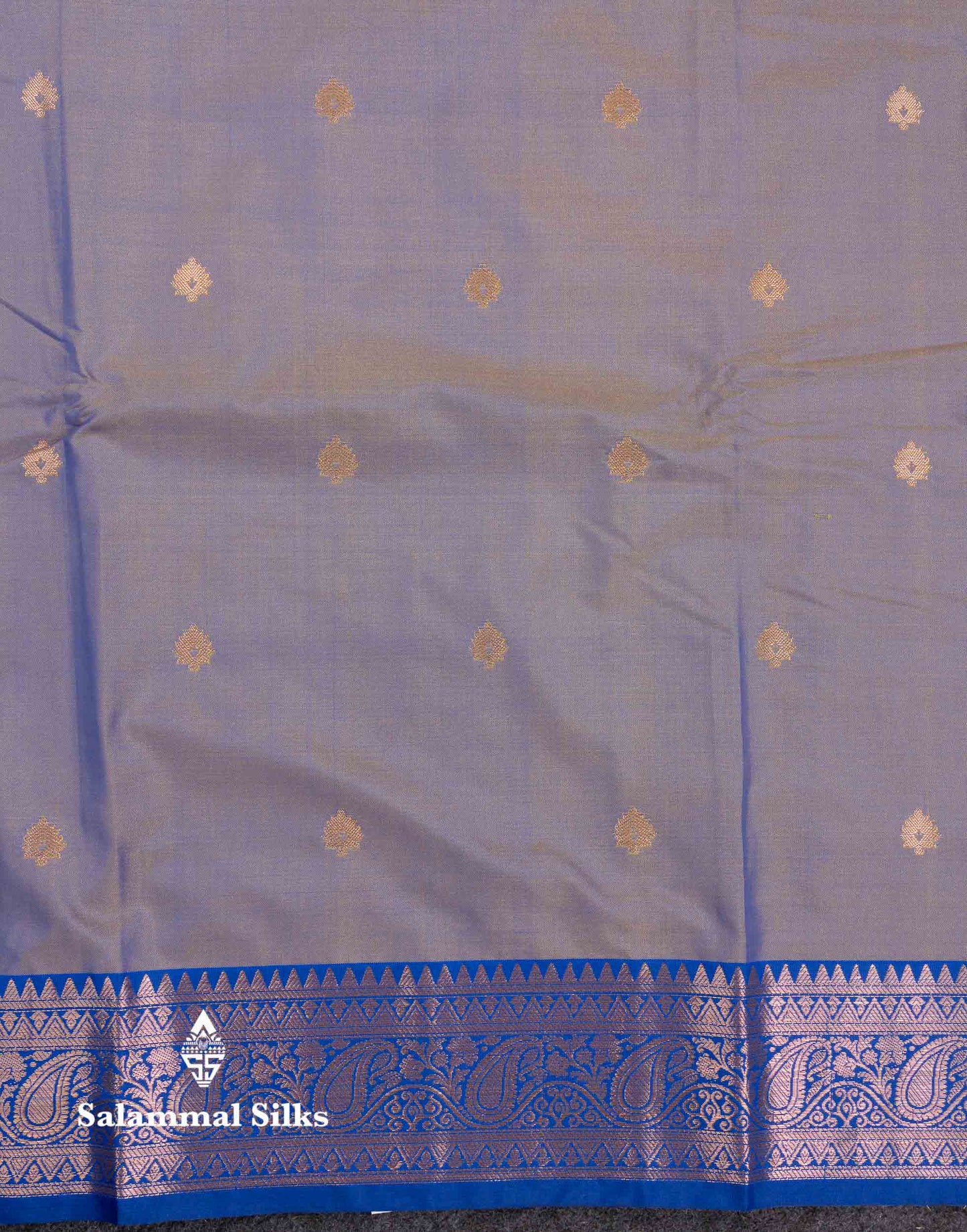 Beautiful Olive Green Semi Silk Saree With Contrast Peacock Blue Traditional Border