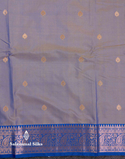 Beautiful Olive Green Semi Silk Saree With Contrast Peacock Blue Traditional Border