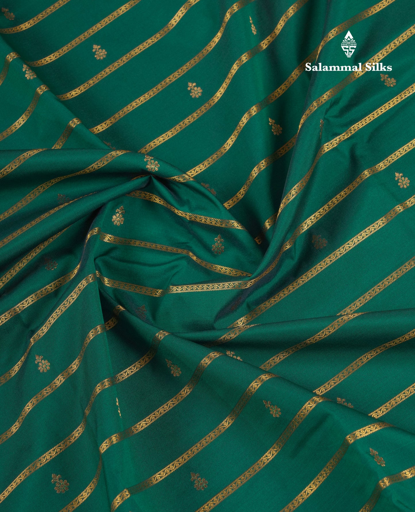 Beautiful Bottle Green Semi Silk Saree With Contrast Cream Sandal Rettapet Traditional Border