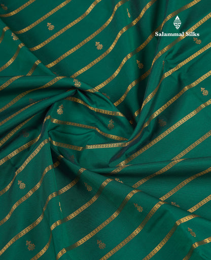 Beautiful Bottle Green Semi Silk Saree With Contrast Cream Sandal Rettapet Traditional Border