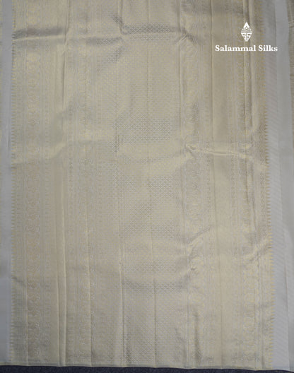 Half White Bridal Pure Kanjivaram Silk Saree With Fancy Evening Morning Border