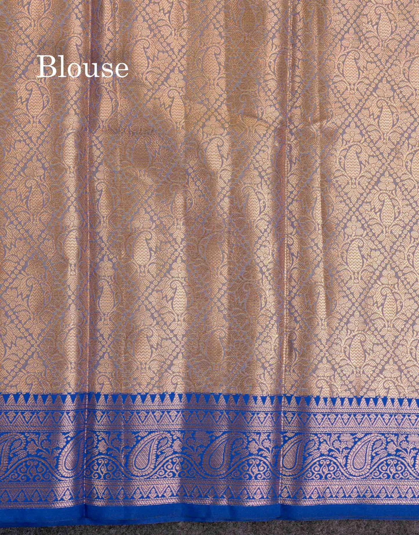 Beautiful Olive Green Semi Silk Saree With Contrast Peacock Blue Traditional Border