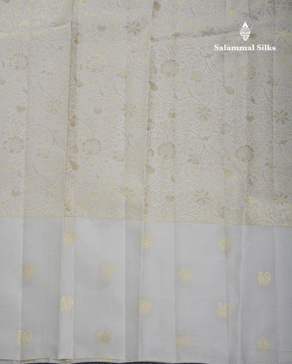 Half White Bridal Pure Kanjivaram Silk Saree With Fancy Evening Morning Border