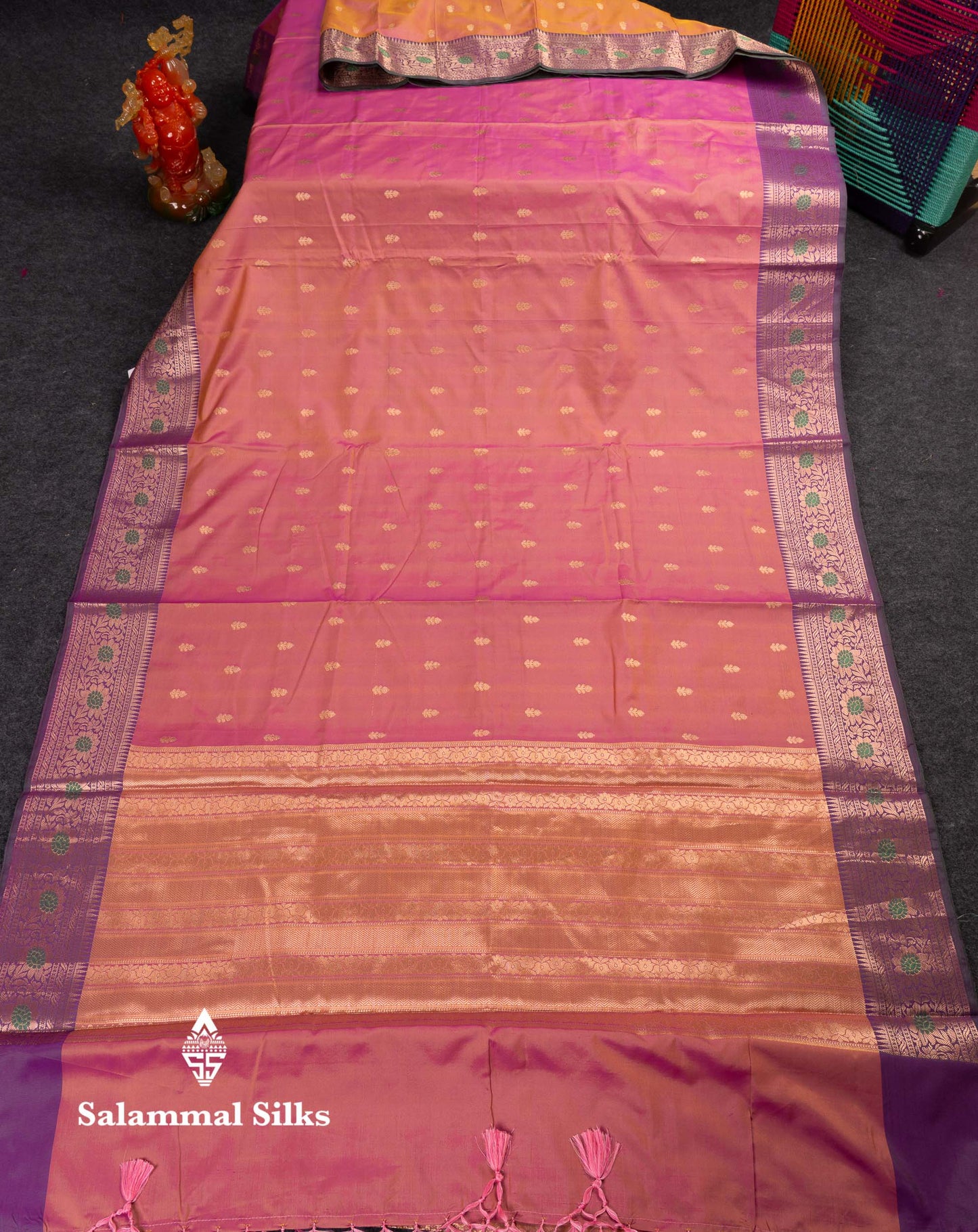 Beautiful Sapphire Green Semi Silk Saree With Contrast Peacock Green Traditional Border