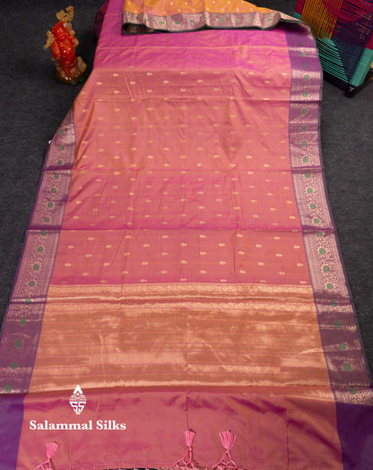 Beautiful Sapphire Green Semi Silk Saree With Contrast Peacock Green Traditional Border