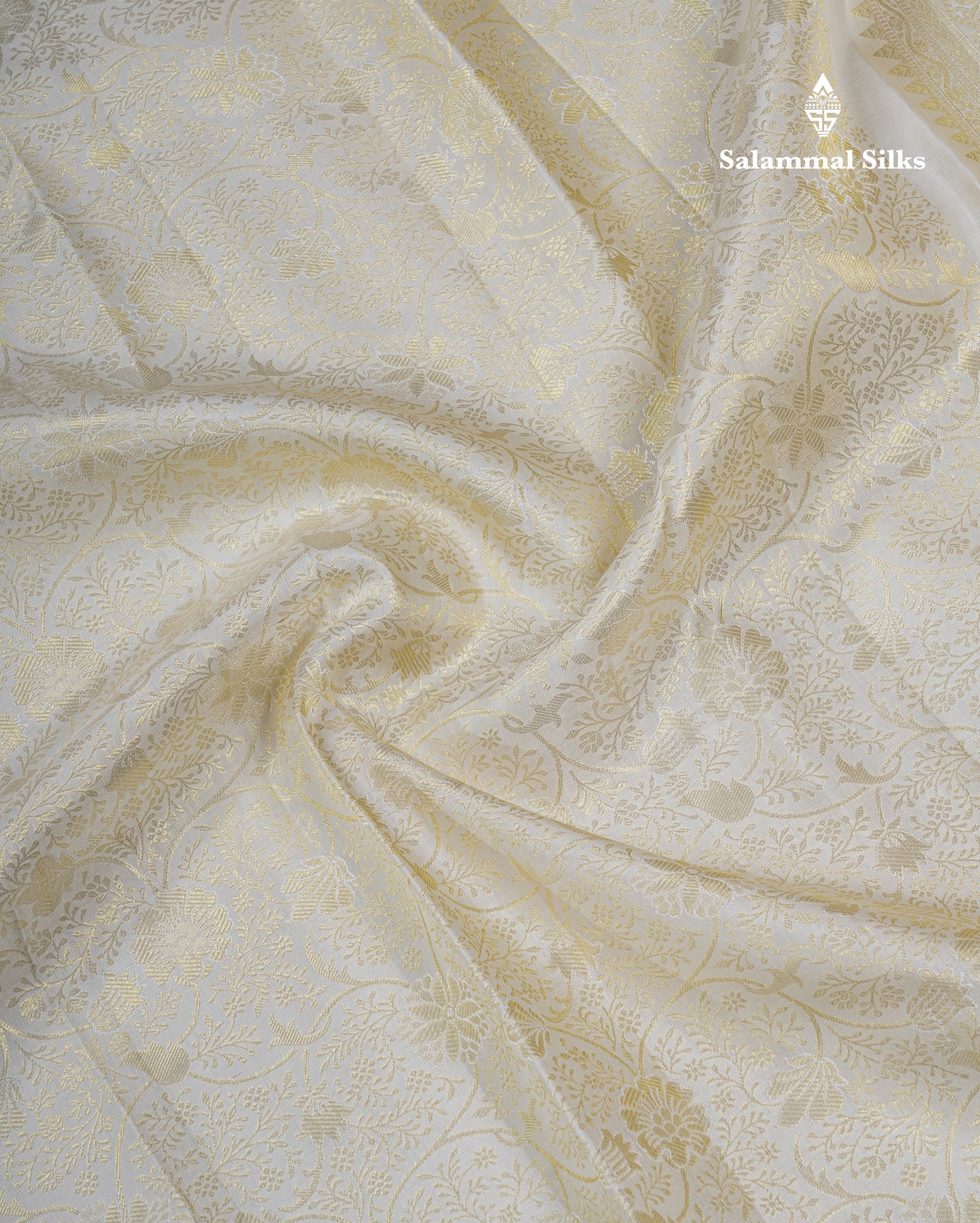 Half White Bridal Pure Kanjivaram Silk Saree With Fancy Evening Morning Border
