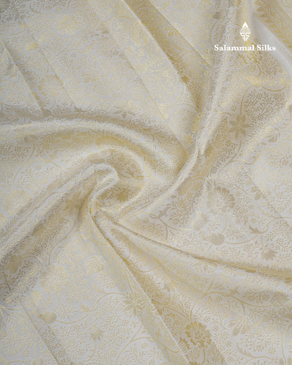 Half White Bridal Pure Kanjivaram Silk Saree With Fancy Evening Morning Border
