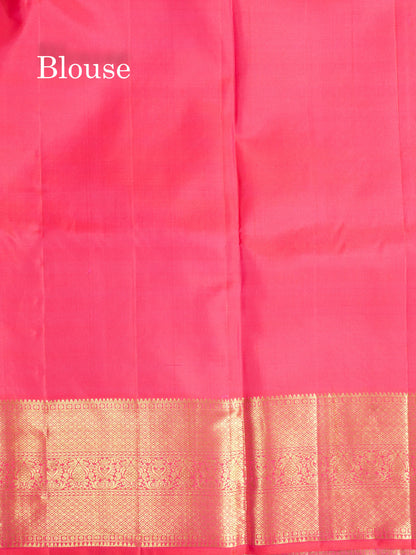 Pinkish Red Bridal Pure Kanjivaram Silk Saree With Self Border