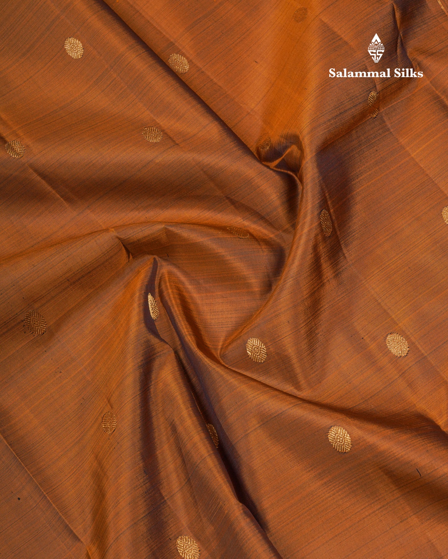 Brown Pure Kanjivaram Silk Saree With Contrast Dark Purple Traditional Border
