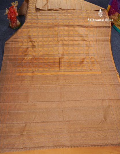 Dark Sandal Fancy Pure Kanjivaram Silk Saree With Self Border