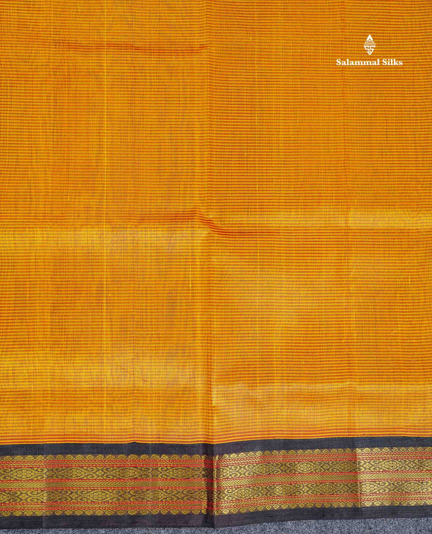 Pure Silk Cotton Saree - Orange Along With Contrast Snuff Brown Traditional Border