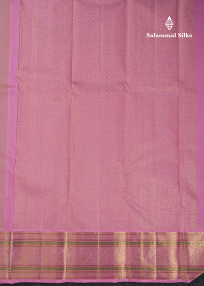 Korvai Beautiful Parrot Green Pure Kanjivaram Silk Saree With Contrast Baby Pink Traditional Evening Morning Border