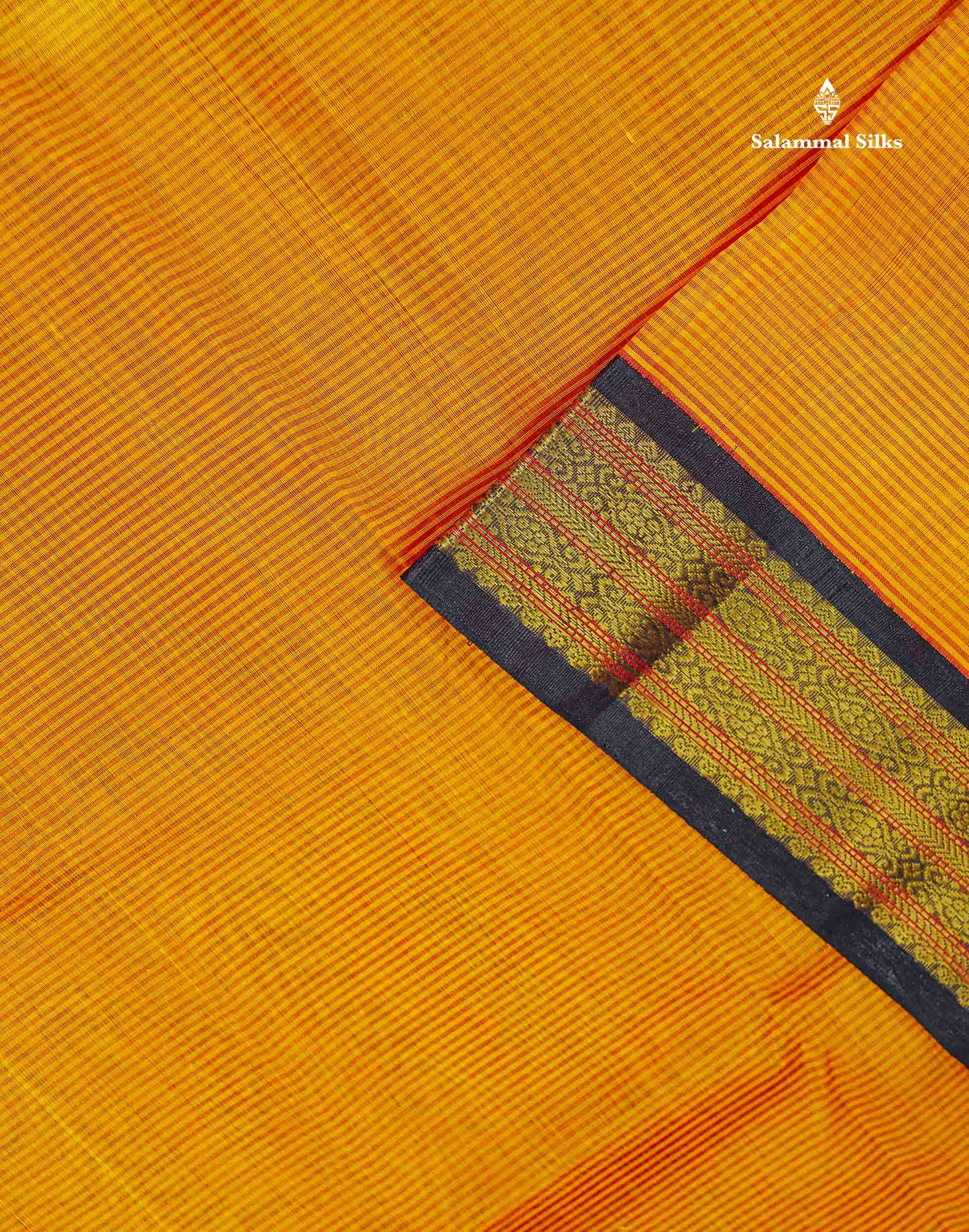 Pure Silk Cotton Saree - Orange Along With Contrast Snuff Brown Traditional Border