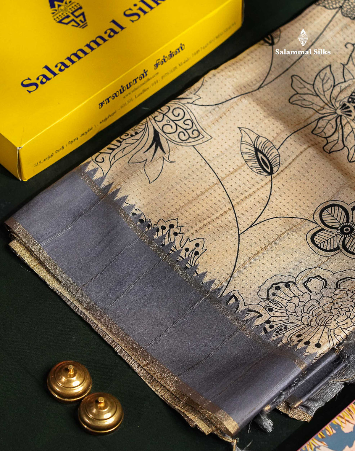 Cream Sandal Semi Tussar Fancy Saree With Contrast Light Violet Fancy Border