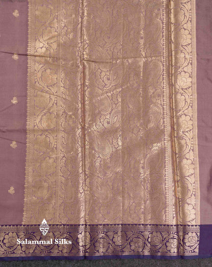 Beautiful Light Chocolate Semi Silk Saree With Contrast Violet Traditional Border