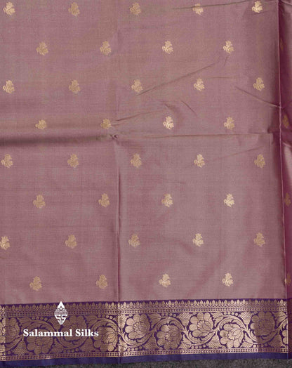 Beautiful Light Chocolate Semi Silk Saree With Contrast Violet Traditional Border