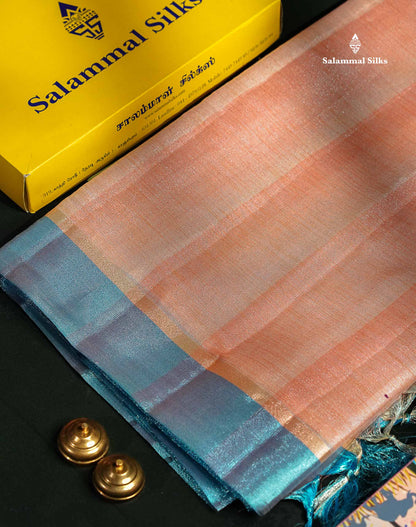 Beautiful Sea Blue Semi Tussar Fancy Saree With Contrast Sky Blue Border