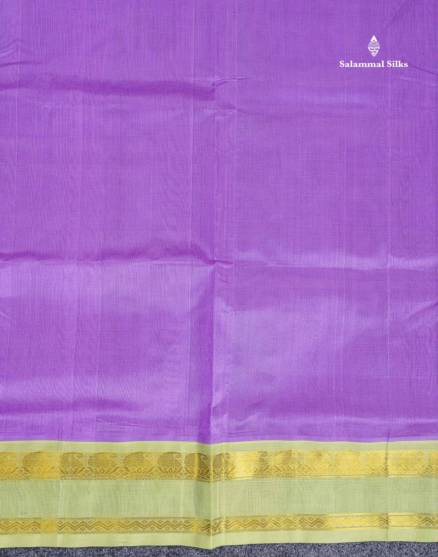 Pure Silk Cotton Saree - Lavender Plain Along With Contrast Light Pista Green Traditional Rettapet Gap Border