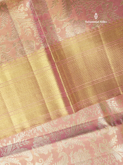 Beautiful Pink Tissue Pure Kanjivaram Silk Saree (2G) Zari With Self Border