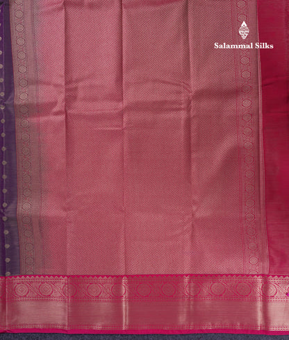 Beautiful Beige Vaira Oosi Lines Semi Silk Saree With Contrast Pink Border