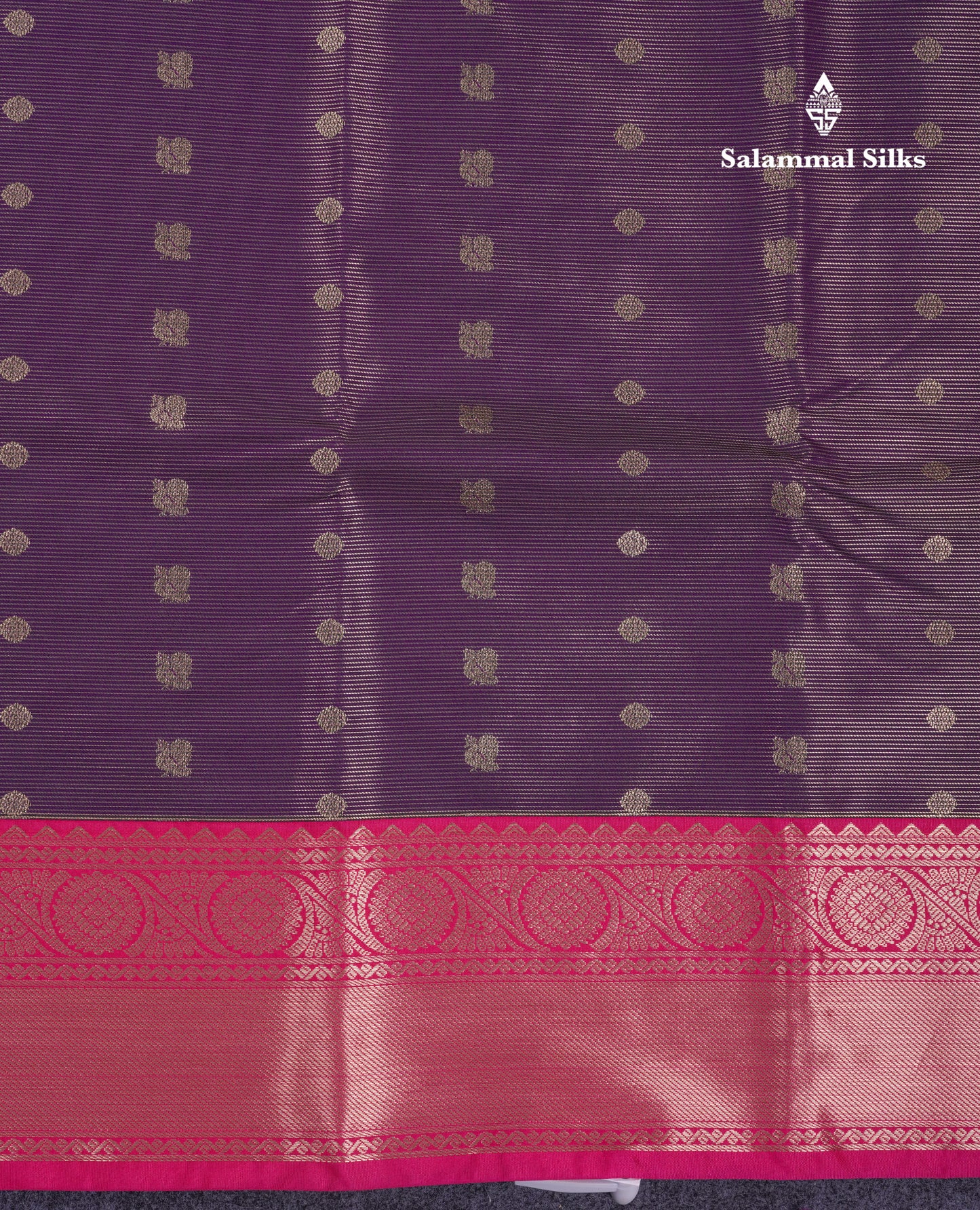 Beautiful Beige Vaira Oosi Lines Semi Silk Saree With Contrast Pink Border