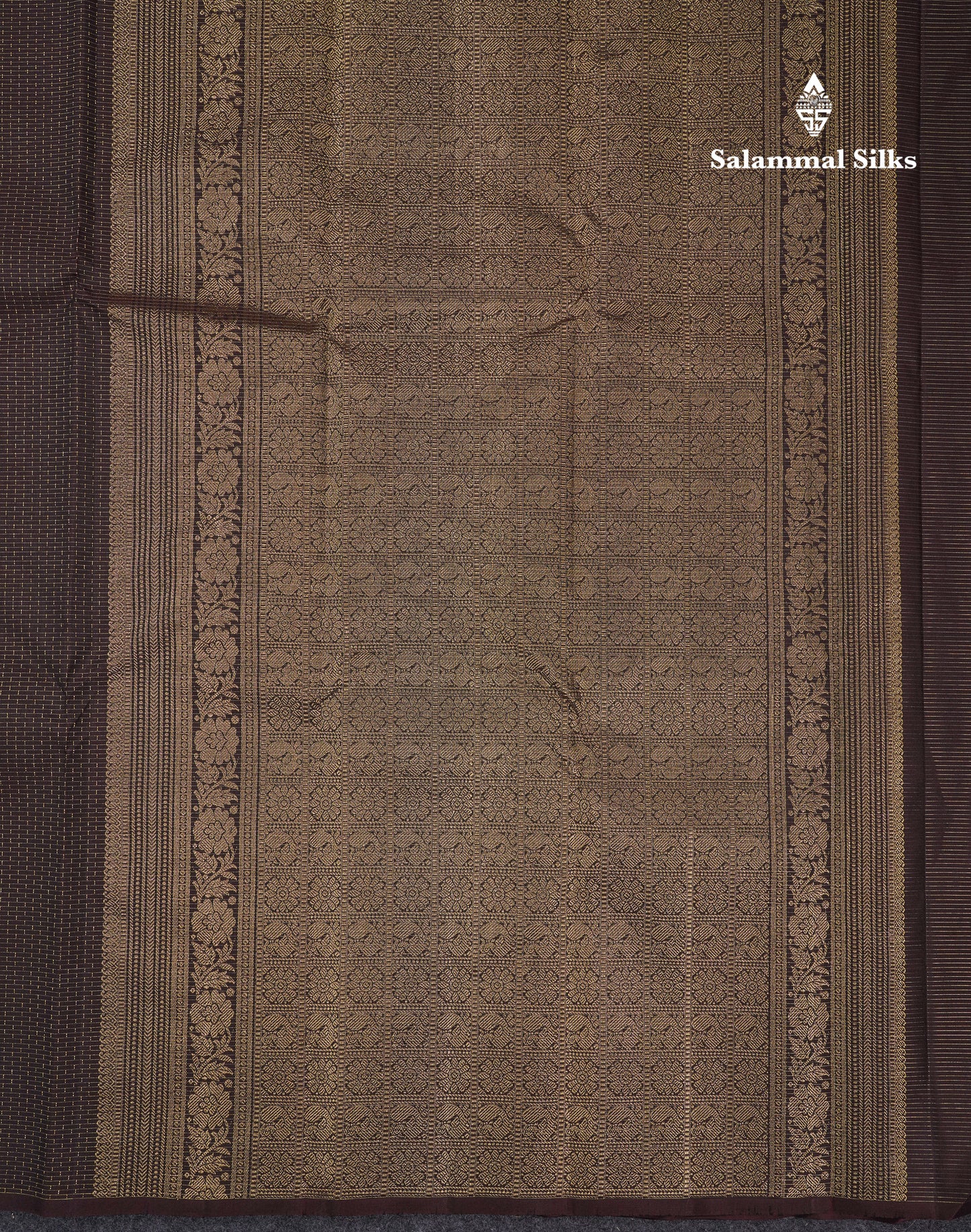 Beautiful Dark Brown Traditional Checks And Peacock & Chakaram Butta Pure Kanjivaram Silk Saree With Blouse