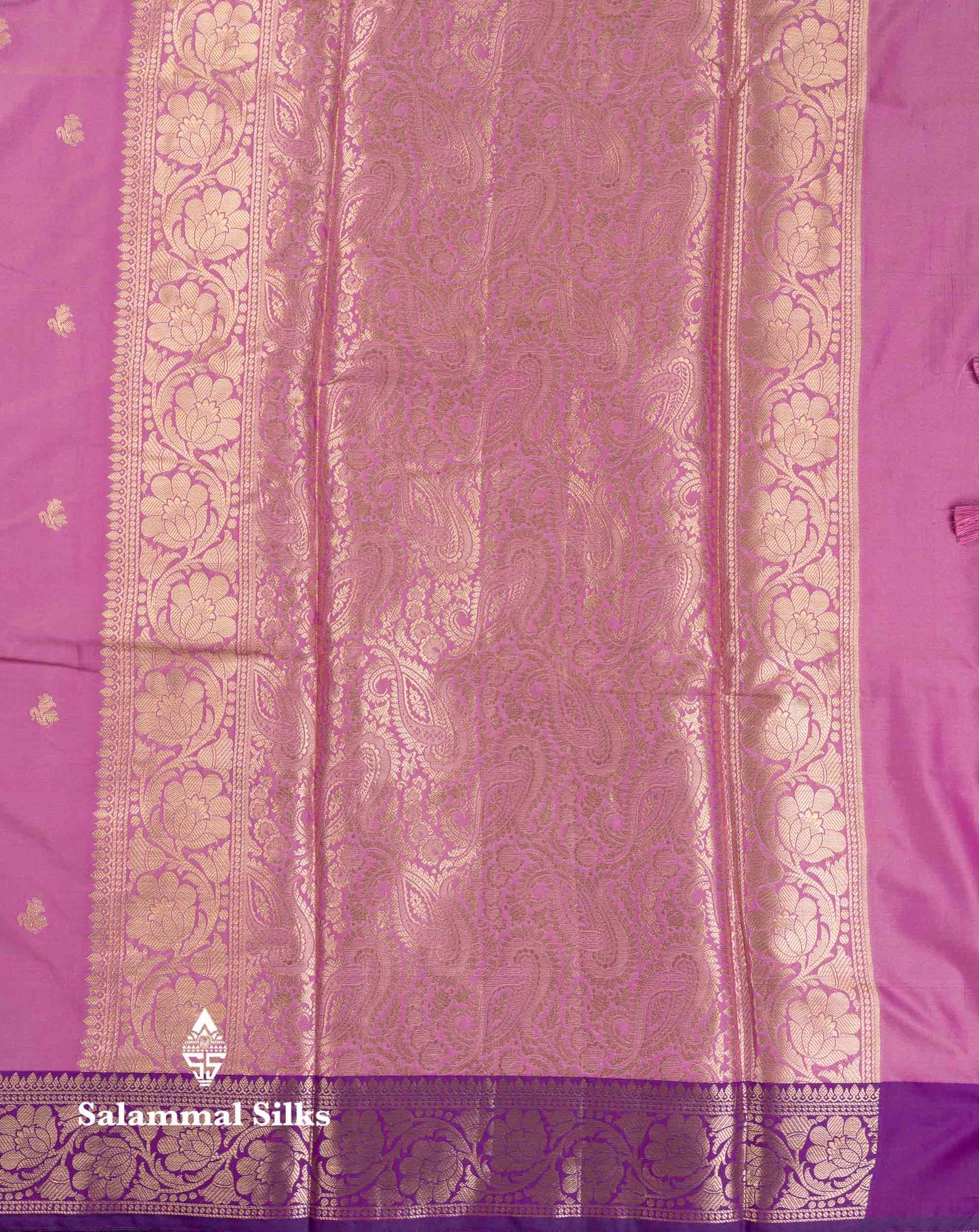 Beautiful Light Chocolate Semi Silk Saree With Contrast Violet Traditional Border