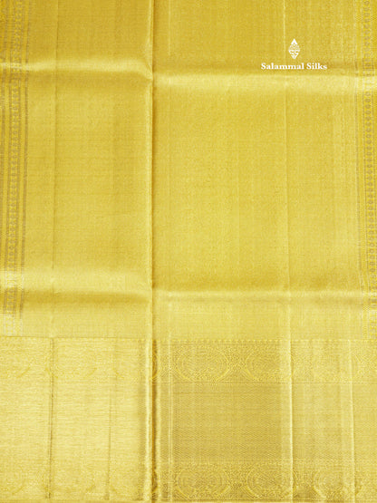 Beautiful Yellow Tissue Pure Kanjivaram Silk Saree (2G) Zari With Self Border