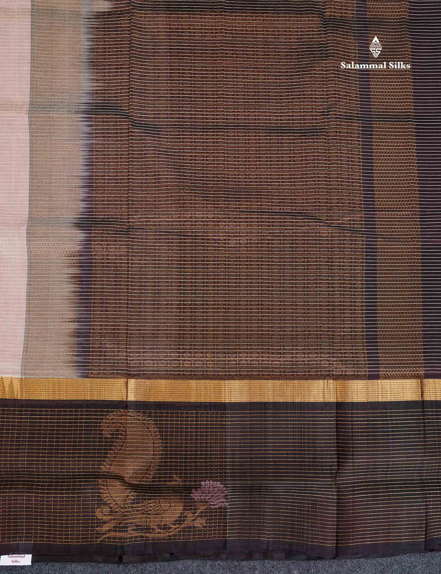 Pure Silk Cotton Saree - Light Peach Along With Contrast Snuff Brown Traditional Evening Morning Border