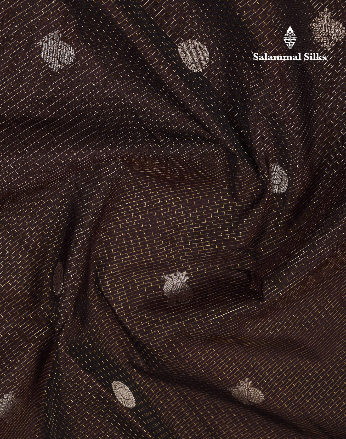 Beautiful Dark Brown Traditional Checks And Peacock & Chakaram Butta Pure Kanjivaram Silk Saree With Blouse