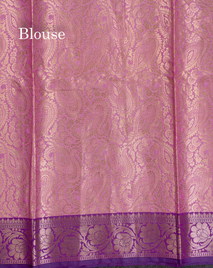 Beautiful Light Chocolate Semi Silk Saree With Contrast Violet Traditional Border