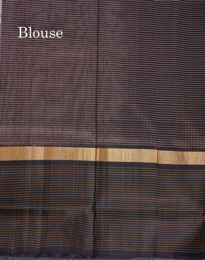 Pure Silk Cotton Saree - Light Peach Along With Contrast Snuff Brown Traditional Evening Morning Border