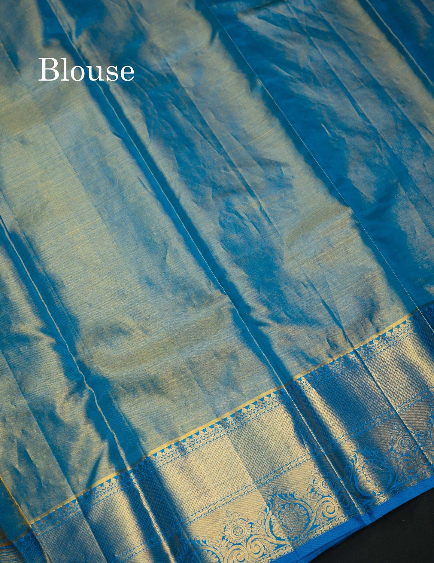 Beautiful Peach Tissue Bridal Pure Kanjivaram Silk Saree With Contrast Blue Traditional Border