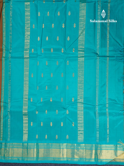Manthulir Green Beautiful Pure Kanjivaram Silk Saree With Sapphire Green Traditional One Side Border