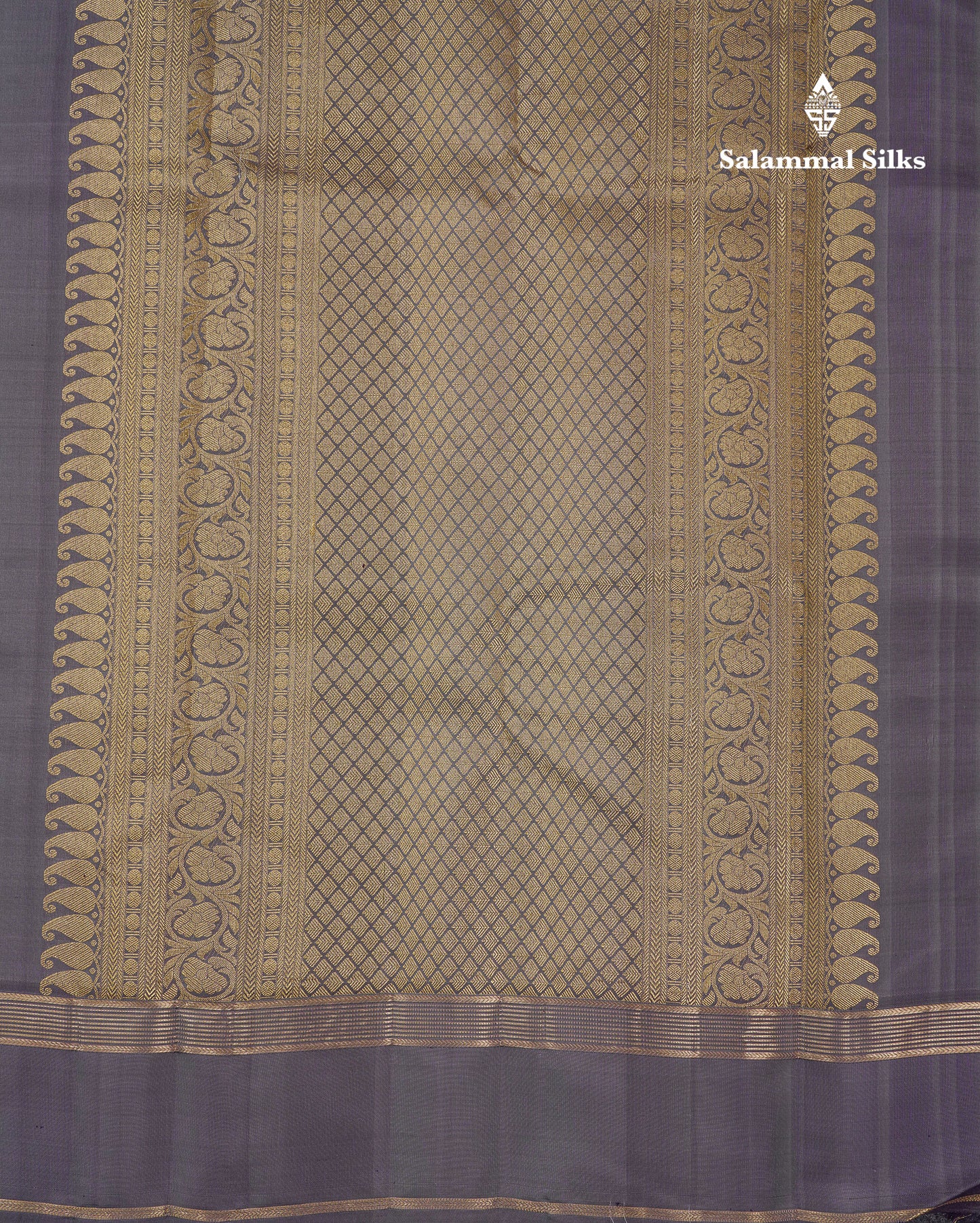 Beautiful Half White Checks With Peacock Butta Pure Kanjivaram Silk Saree With Contrast Light Violet Traditional Gap Border