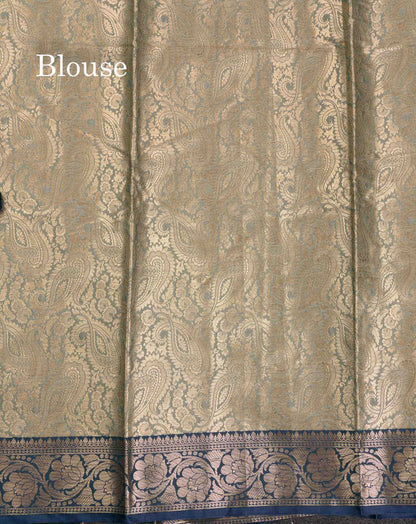 Beautiful Light Chocolate Semi Silk Saree With Contrast Violet Traditional Border