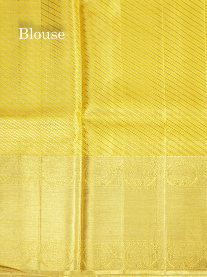 Beautiful Yellow Tissue Pure Kanjivaram Silk Saree (2G) Zari With Self Border