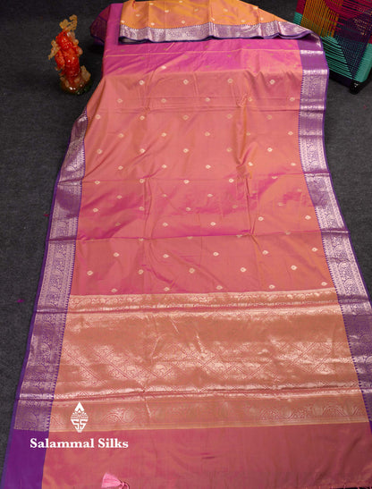 Beautiful Olive Green Semi Silk Saree With Contrast Peacock Blue Traditional Border