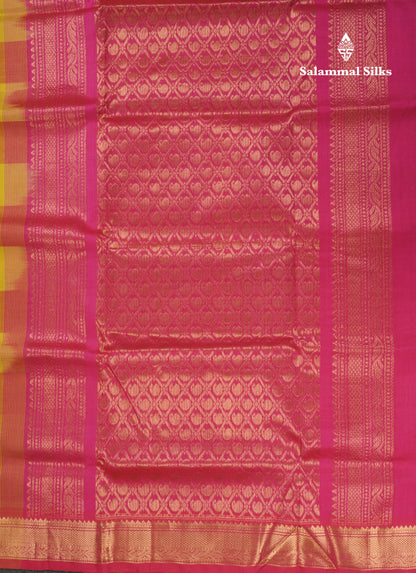 Paalum Pazham Checks Pure Silk Cotton Saree With Contrast Pink Blouse