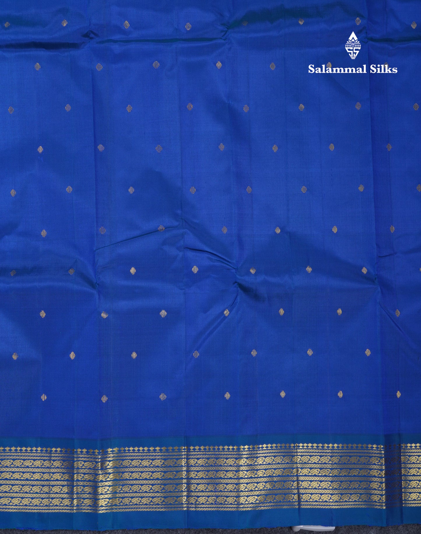 Dual Tone Royal Blue Pure Kanjivaram Silk Saree With Contrast Peacock Blue One Side Traditional Border