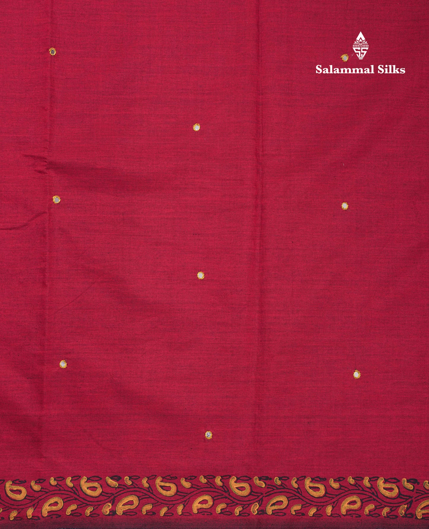 Beautiful Maroon Mirror Work South Cotton Printed Saree With Contrast Yellow Blouse