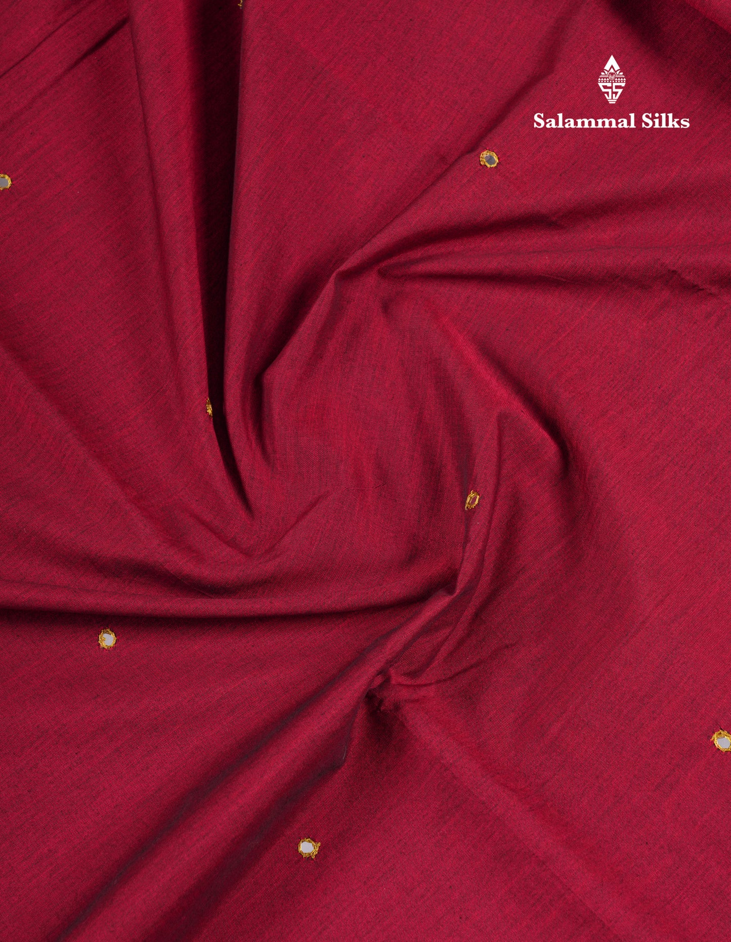 Beautiful Maroon Mirror Work South Cotton Printed Saree With Contrast Yellow Blouse