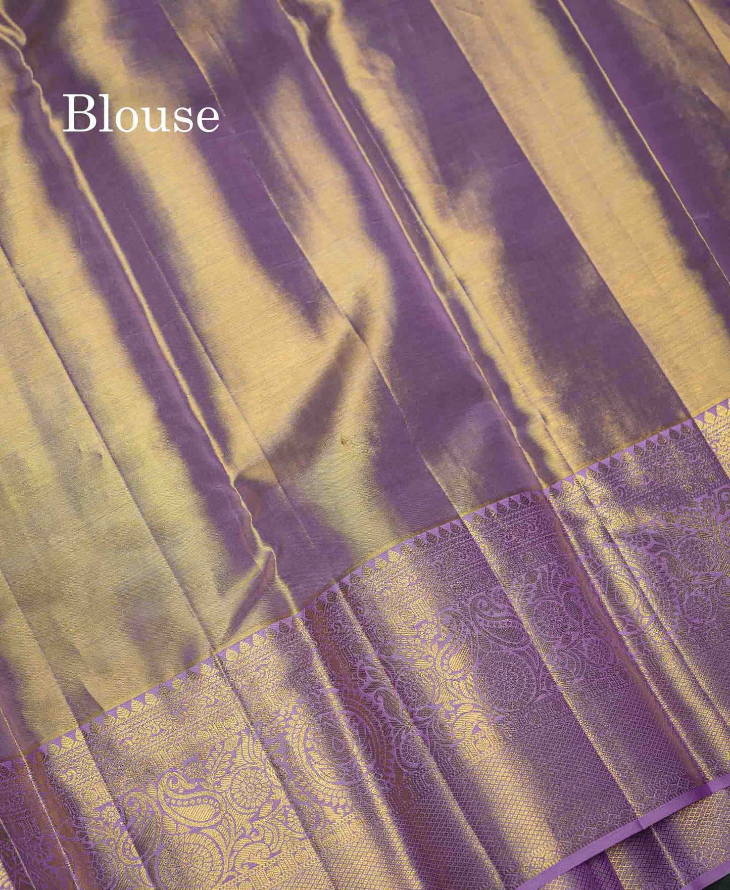 Beautiful Gold Tissue Bridal Pure Kanjivaram Silk Saree With Contrast Lavender Traditional Border
