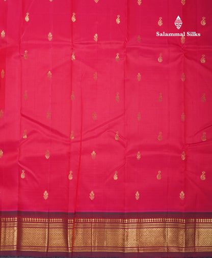 Dual Tone Pink Beautiful Pure Kanjivaram Silk Saree With Dark Maroon Traditional One Side Border