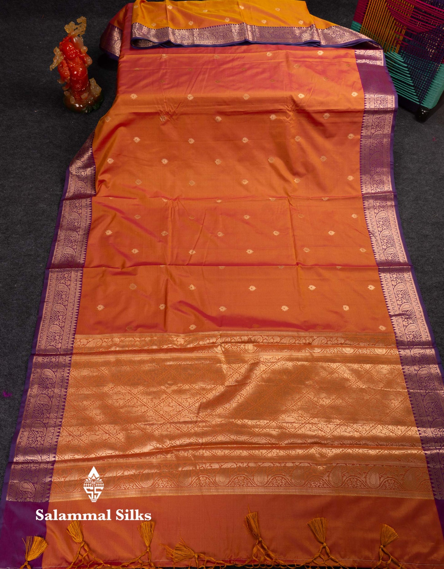 Beautiful Olive Green Semi Silk Saree With Contrast Peacock Blue Traditional Border