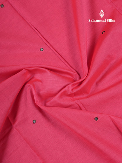 Beautiful Pinkish Peach Mirror Work South Cotton Printed Saree With Contrast Sapphire Green Blouse